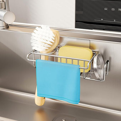HapiRm 4 in 1 Sink Caddy Sponge Holder, SUS304 Stainless Steel Kitchen Brush - Image 6