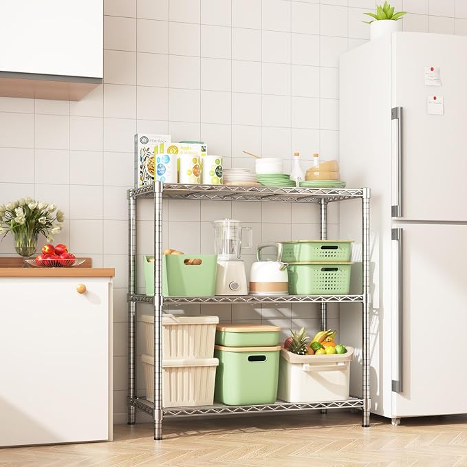 Storage Shelves, 3-Tier Adjustable Metal Industrial Utility Shelf Rack - Image 2