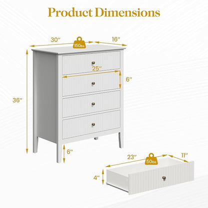 RoyalCraft White Fluted 4 Drawer Dresser - Image 2