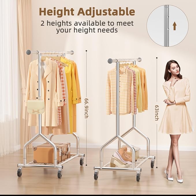 EAGMAK Heavy Duty Clothes Rack Load 424 LBS, Rolling Clothing Rack - Image 4