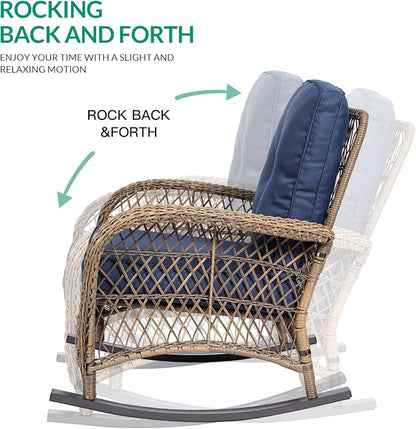 VIVIJASON Outdoor Wicker Rocking Chair, Patio Rattan Rocker Chair - Image 2