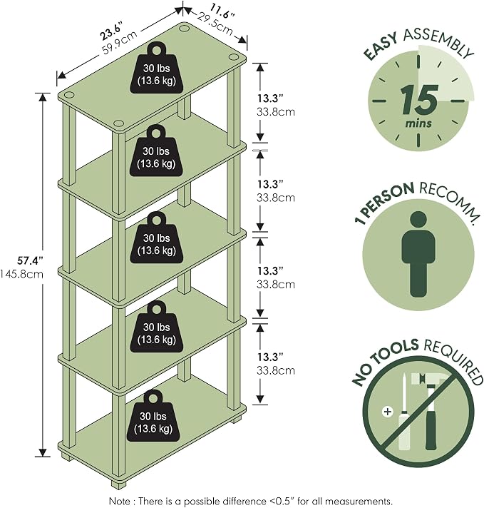 Furinno Turn-N-Tube 5-Tier Multipurpose Shelf / Display Rack / Storage Shelf / - Image 3