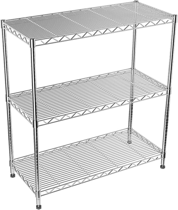 Adjustable 3-Tier Metal Wire Shelves on Wheels, 35.4x17.7 x36.5 | Heavy Duty by Vanzbon