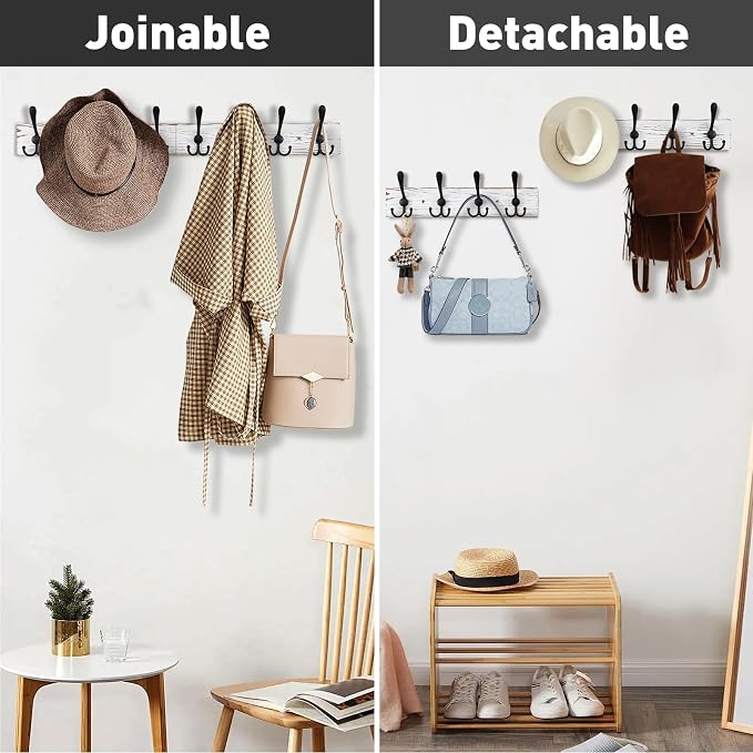 32.2'' Large Coat Rack Wall Mount Coat Hooks - Image 7