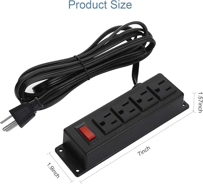 Wall Mount Power Outlet Strip, 4 Outlet Mountable Power Strip - Image 3