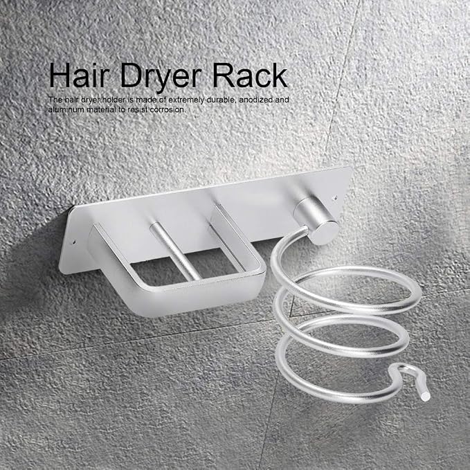 Aluminum Wall Mount Hair Care Hot Styling Tool Storage Organizer Shower Caddy - Image 7