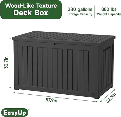 EasyUp 280 Gallon Deck Boxes Waterproof, Outdoor Large Storage Boxes - Image 2