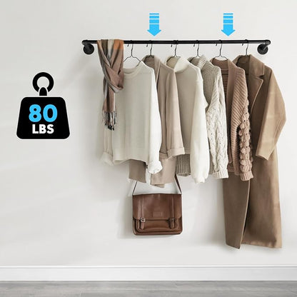 Industrial Pipe Clothes Rack Wall Mounted Clothing Rack Set of 2, 38.2 Inches - Image 6
