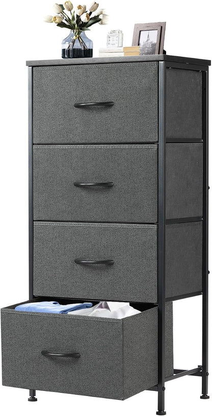 DUMOS Nightstand with 4 Drawers Bedside Table with Removable Fabric Bins Sturdy by DumosLifestyle