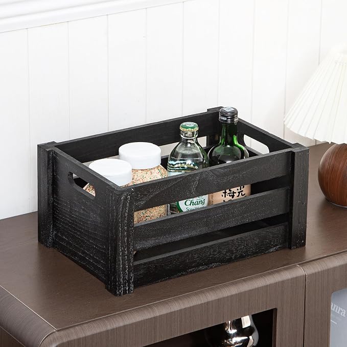 Set of 3 Nesting Wooden Crates, Small Rustic Farmhouse Wood Storage Boxes - Image 9