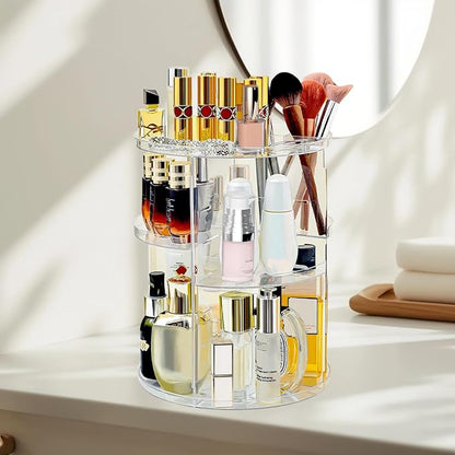 360 Rotating Makeup Organizer for Vanity Adjustable Cosmetic Display Case Large - Image 3