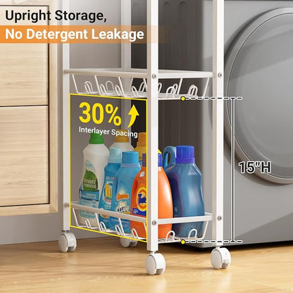 AOODA Laundry Room Cart with Top Detergent Holder, Metal Rolling Storage Cart - Image 4