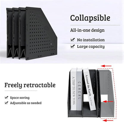 SAYEEC 1Pcs Collapsible Plastic Magazine File Holder Vertical Binder Storage - Image 3