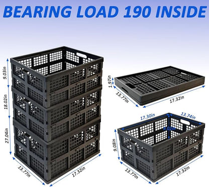 CONLI 3 Pack 34L Large Plastic Folding Crates - Image 2