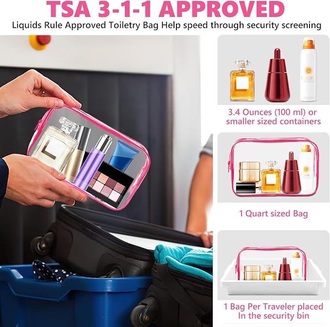 AURUZA Clear Makeup Bag, Portable Travel Toiletry Bags - Image 3