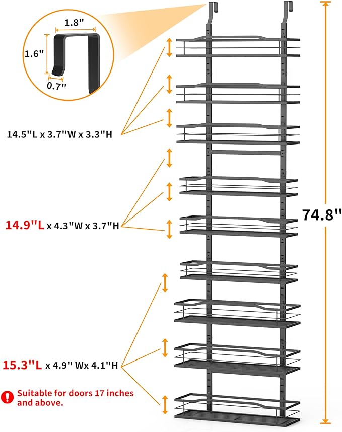 Moforoco 9-Tier Over The Door Pantry Organizer, Pantry Organization and Storage - Image 2