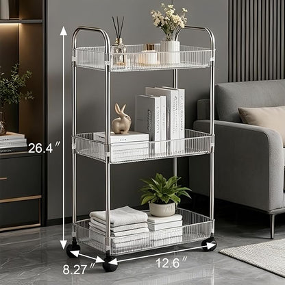 Sooyee Clear 3-Tier Plastic Rolling Utility Cart - Image 6