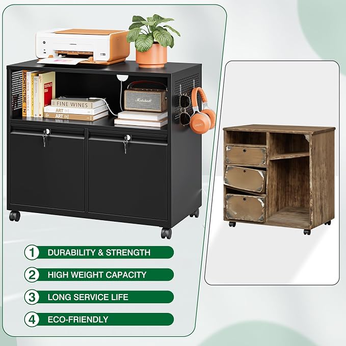 Metal File Cabinet, 2 Drawer Filing Cabinet - Image 7