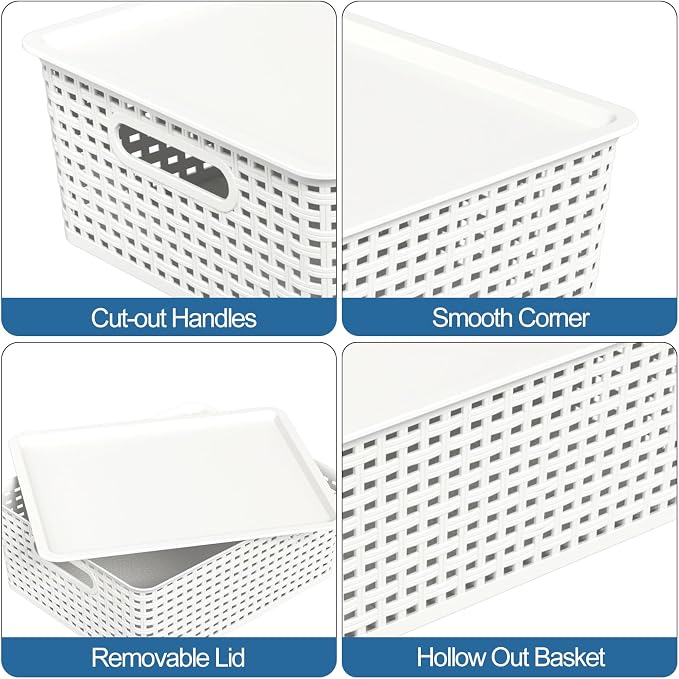Hespama 6-Pack Plastic Weave Storage Basket - Image 4