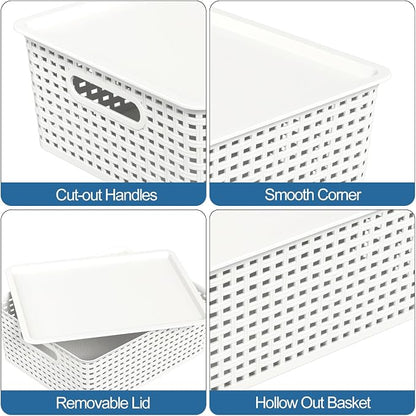 Hespama 6-Pack Plastic Weave Storage Basket - Image 4