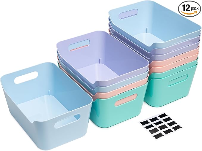 Tiawudi 12 Pack 4.5L Storage Bins, Plastic Storage Baskets by Tiawudi