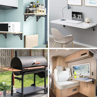 YUMORE Folding Shelf Brackets, 10 Inch Heavy Duty Collapsible Shelf Bracket - Image 6