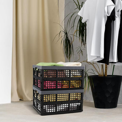 Foldable Storage Crates, Stackable Design, Built-in Handles, Space-Saving - Image 5