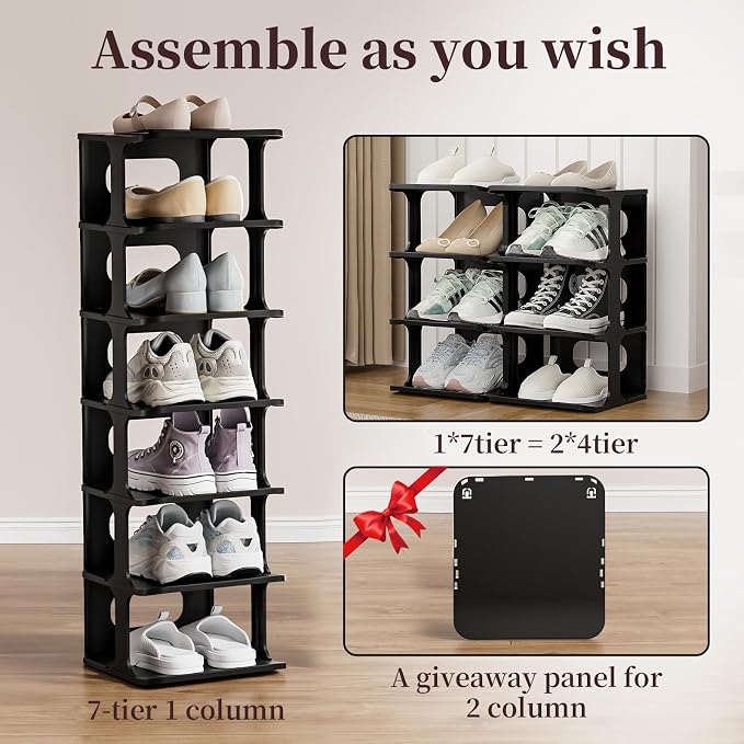 HAIXIN 7-Tier Narrow Vertical Shoe Rack, Skinny Shoe Tower - Image 5