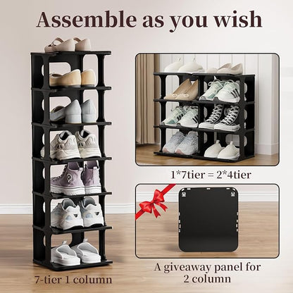HAIXIN 7-Tier Narrow Vertical Shoe Rack, Skinny Shoe Tower - Image 5