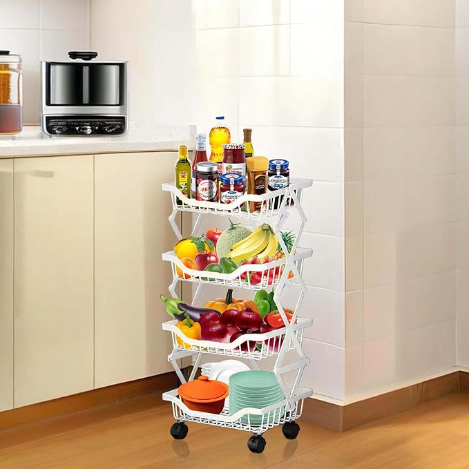 Rolling Rack Storage Cart, Foldable Metal Organizer - Image 5