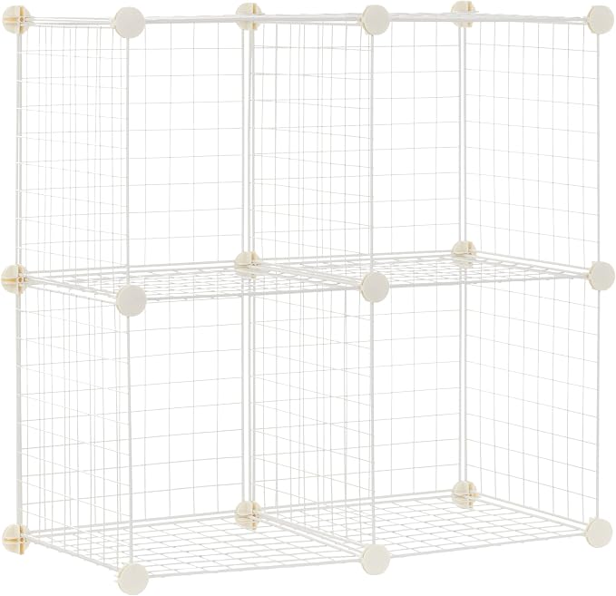 Amazon Basics 4 Cube Wire Grid Storage Organizer, Closet Organizer and Shelves by AmazonBasics
