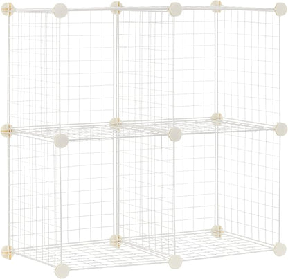 Amazon Basics 4 Cube Wire Grid Storage Organizer, Closet Organizer and Shelves by AmazonBasics