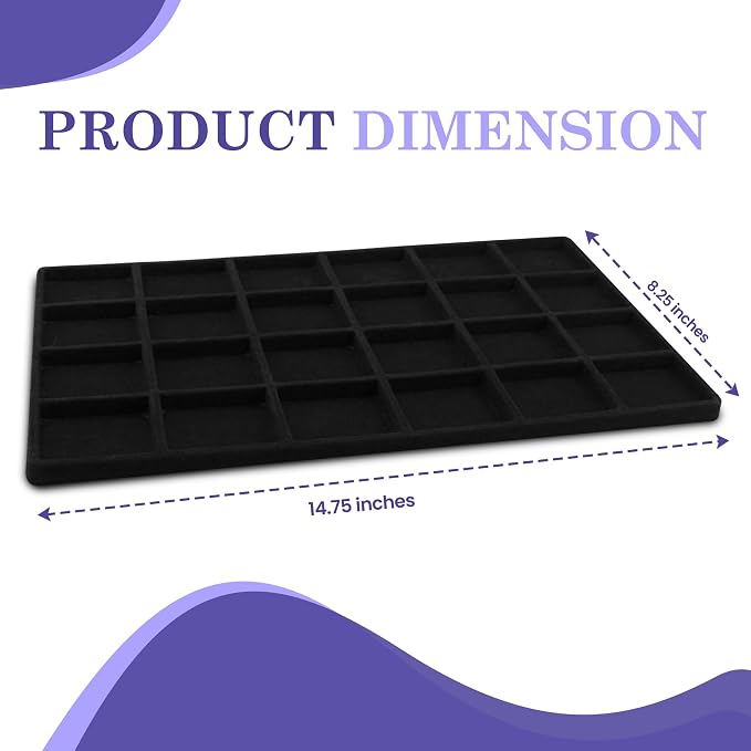 Novel Box 5 Pack 24-Slot Black Liner Jewelry Storage Tray Inserts 14.75x8.25x1 - Image 2