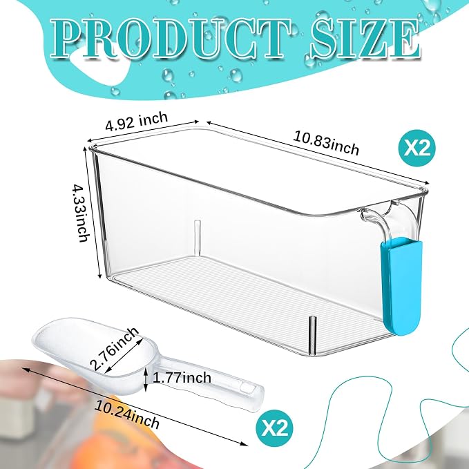 Havawish Ice Storage Bin and Flexible Scoop Set Plastic Freezer Bin - Image 2
