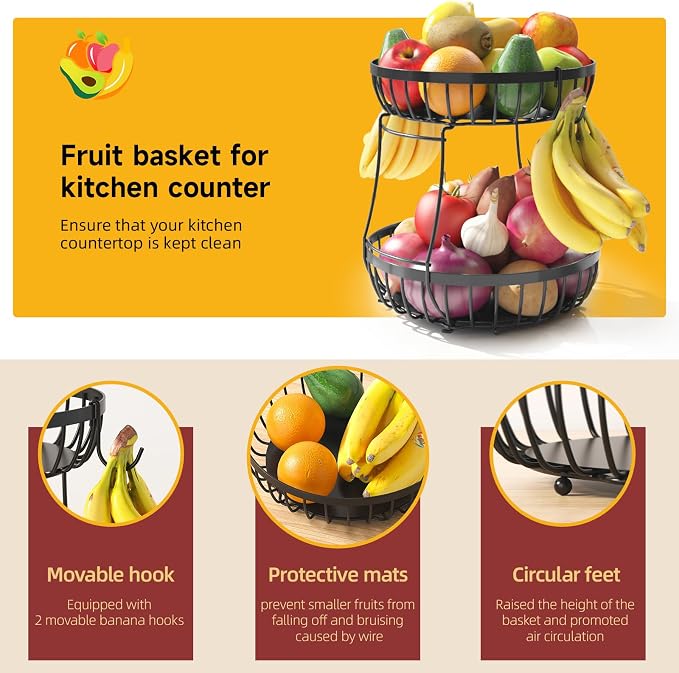 Sevenblue 2 Tier Large Fruit Bowl - Image 3