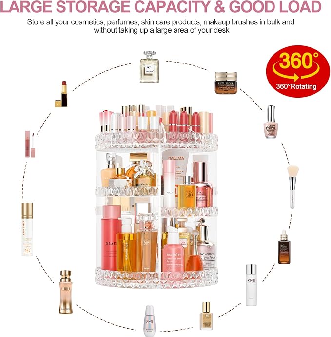 360 Rotating Makeup Organizer, DIY Adjustable Cosmetics Organizer, Professional - Image 4
