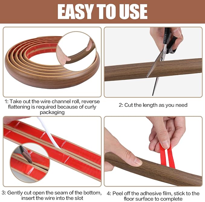 Floor Cord Cover Cable Cavity Self Adhesive Cord Hider Floor 10FT Floor Cable - Image 8