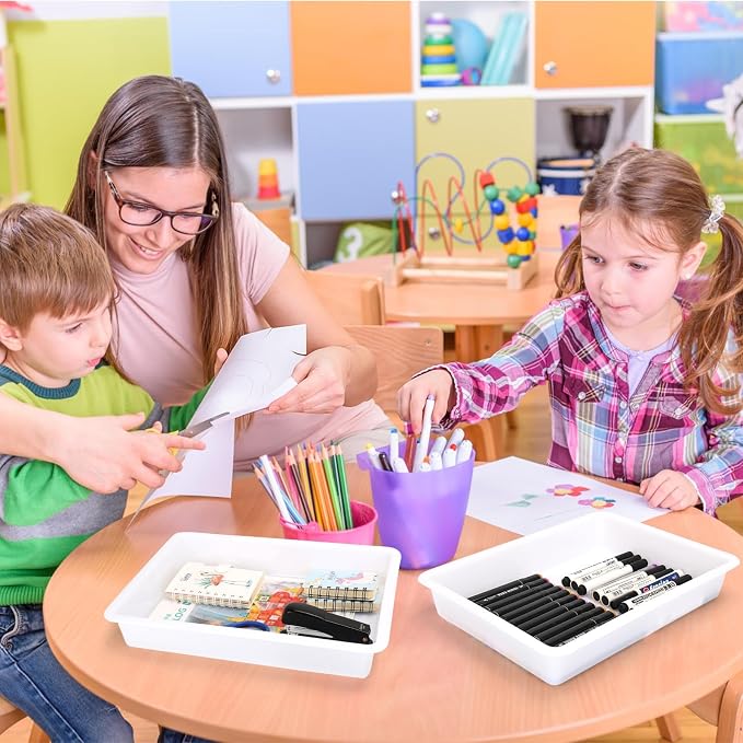 Turn in Trays Classroom, 6 Pack White Paper Trays - Image 7