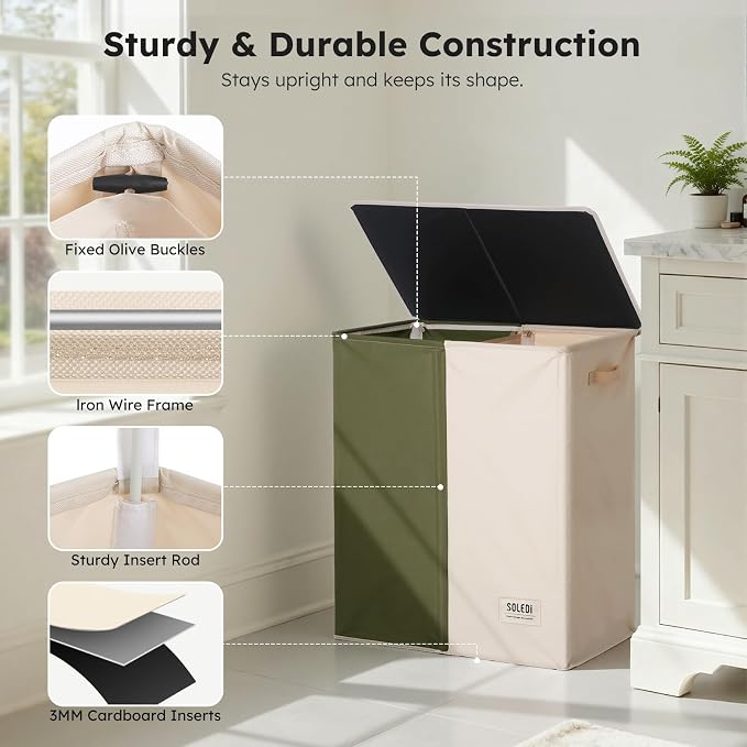 SOLEDI Large Double Laundry Hamper - Image 6