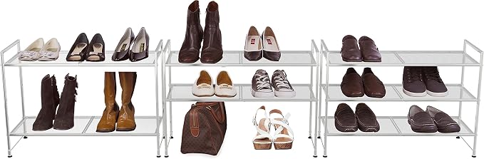 Simple Houseware 3-Tier Stackable Mesh Shoe Rack - Image 3