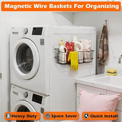 MUTUACTOR Heavy Duty Metal Wire Baskets, Magnetic Mount Hanging Wall Basket - Image 2