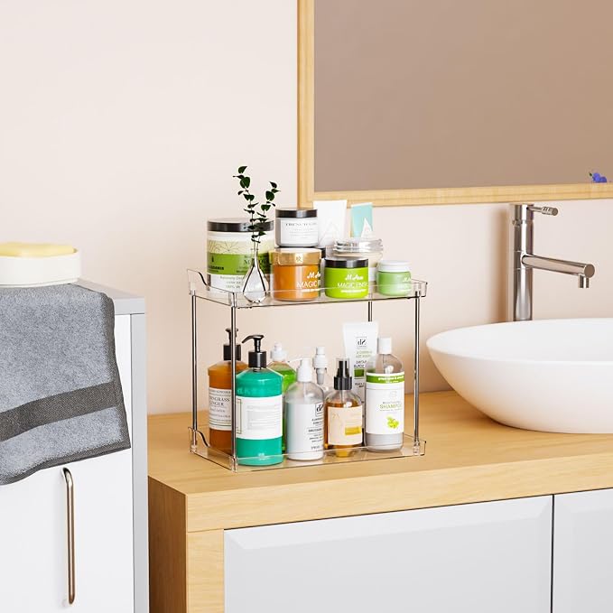 Yieach Clear Acrylic Bathroom Counter Organizers and Storage Tray, 2 Tier Makeup - Image 5