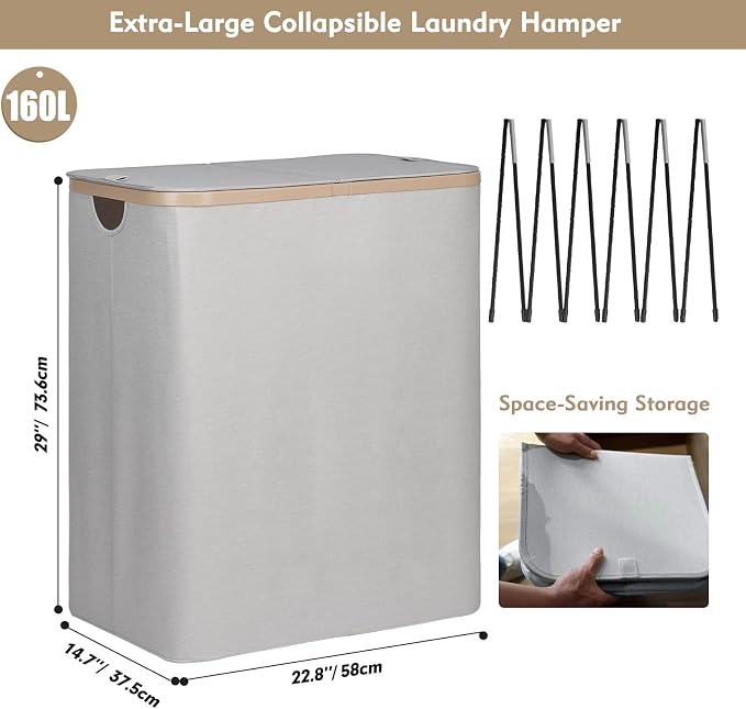 DOKEHOM 160L Extra Large Laundry Hamper - Image 3