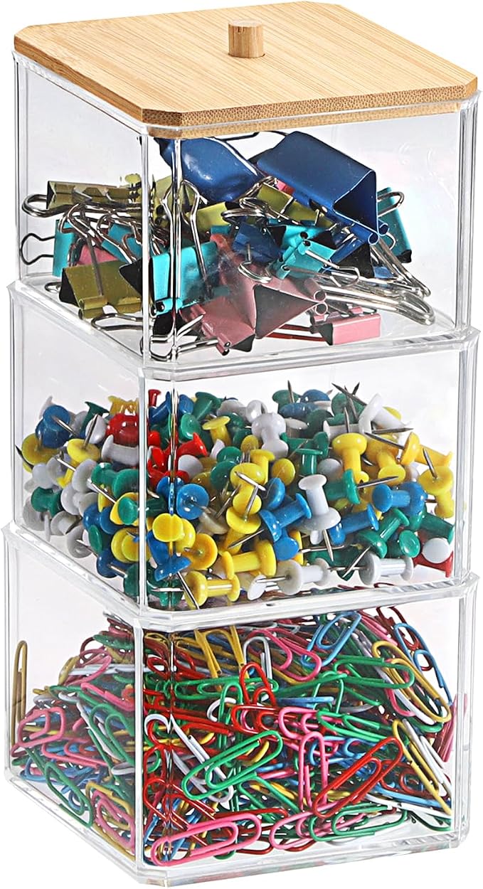 BTSKY Clear Stackable Paper Clip Holder by BTSKY