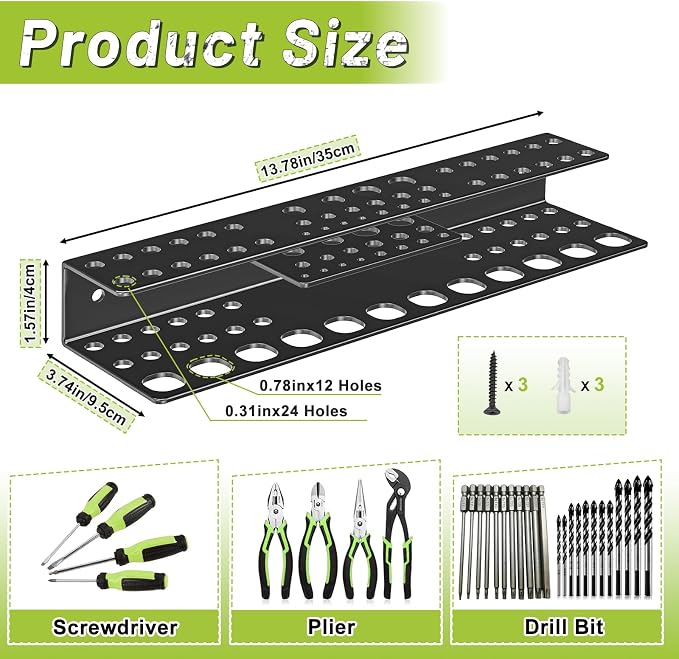 Screwdriver Holder Wall Mount, Heavy Duty Metal Utility Bit Organizer - Image 2