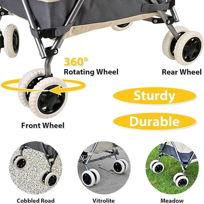 Folding Shopping Cart for Groceries, Water-Resistant Heavy-Duty Canvas Trolley - Image 7