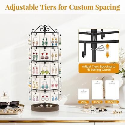 EsLuker.ly Earring Holder Organizer Rotating Display Tree Stand, Adjustable - Image 3