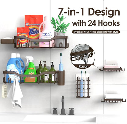 Shower Caddy Adhesive Shower Organizer 7-Pack, Rustproof Stainless Steel - Image 4