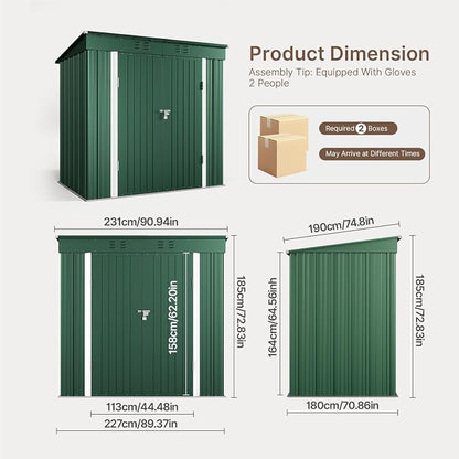 Gizoon 8' x 6' Outdoor Storage Shed, Lockable Doors and Ventilation - Image 2