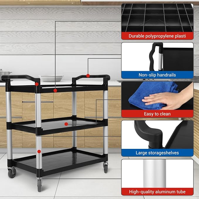 3-Tier Plastic Service Utility Cart - Image 4